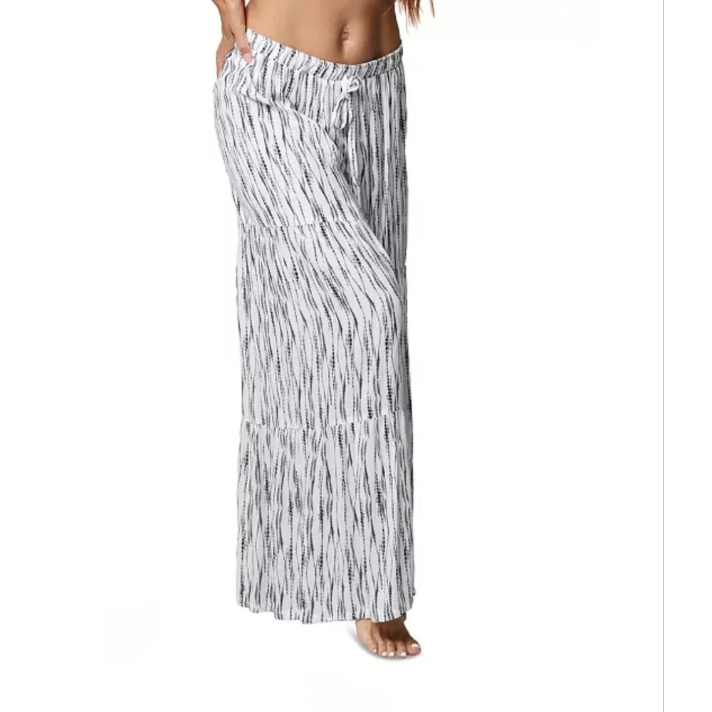 New J Valdi Printed Tiered Wide-Leg Drawstring Pants, NWT, Sz. Medium - Picture 3 of 10